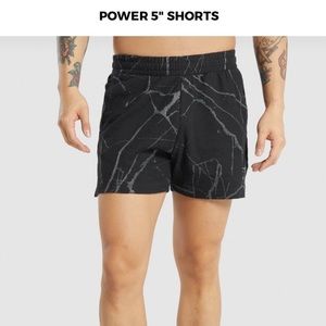 Gymshark Power 5” Shorts - Black Print - Size Large
